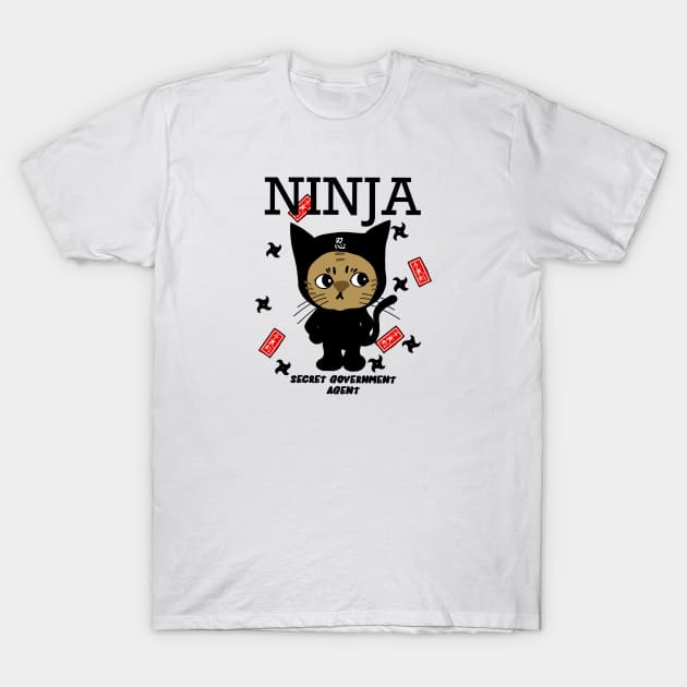 Ninja cat T-Shirt by yumiyoshi4